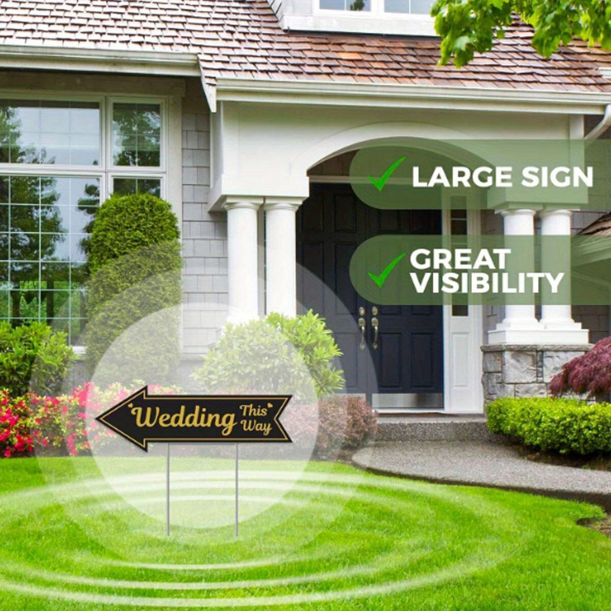 4-piece Wedding Directional Signs With Stakes, Black And Gold Arrow-shaped Garden Signs, Double-sided Corrugated Plastic Wedding Route Signs, Suitable For Reception Areas, Parking Lots, Outdoor Lawns,