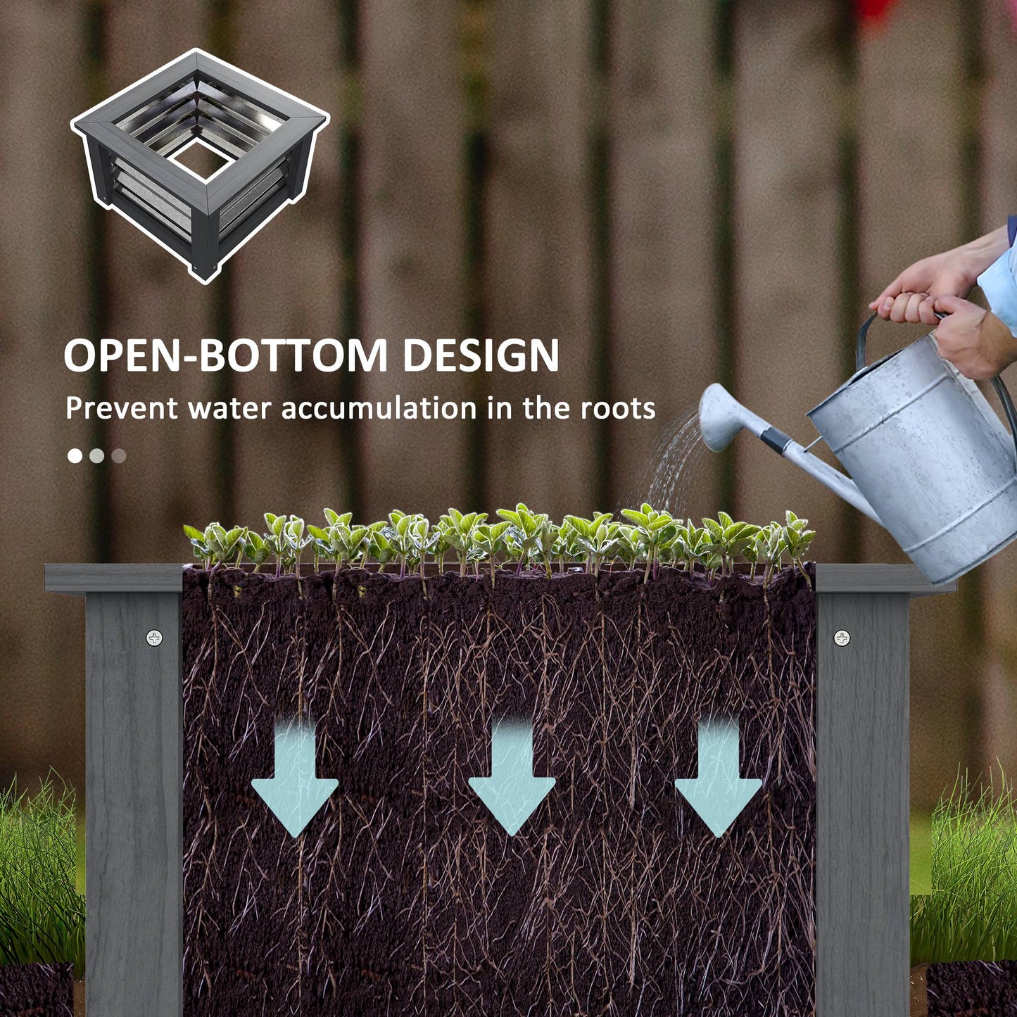 Wooden Raised Garden Bed with Trellis, Galvanized Planter Box Elevated Garden Bed for Garden, Patio, Gray