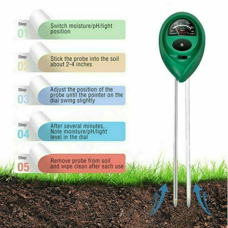3 In 1 PH Tester Soil Water   Light Test Meter For Garden Plant Seeding