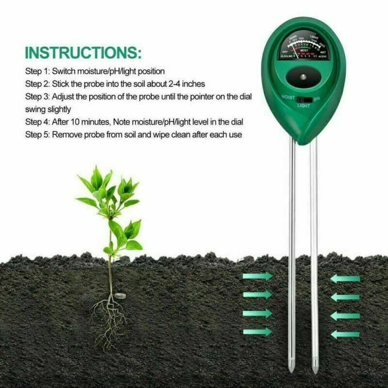 3 In 1 PH Tester Soil Water   Light Test Meter For Garden Plant Seeding