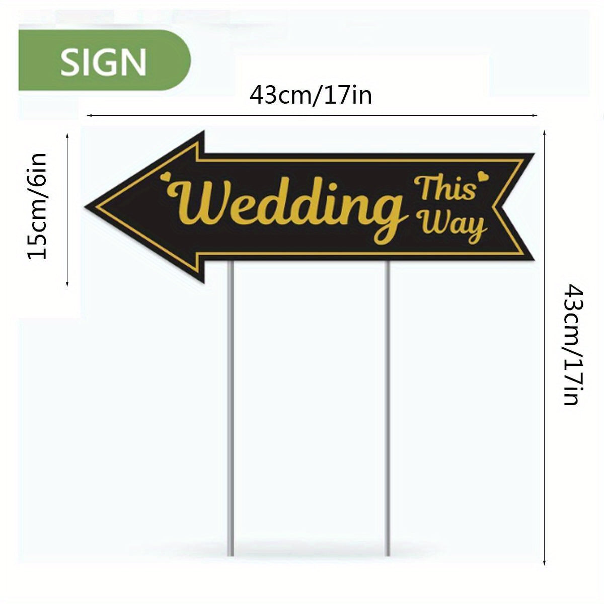 4-piece Wedding Directional Signs With Stakes, Black And Gold Arrow-shaped Garden Signs, Double-sided Corrugated Plastic Wedding Route Signs, Suitable For Reception Areas, Parking Lots, Outdoor Lawns,