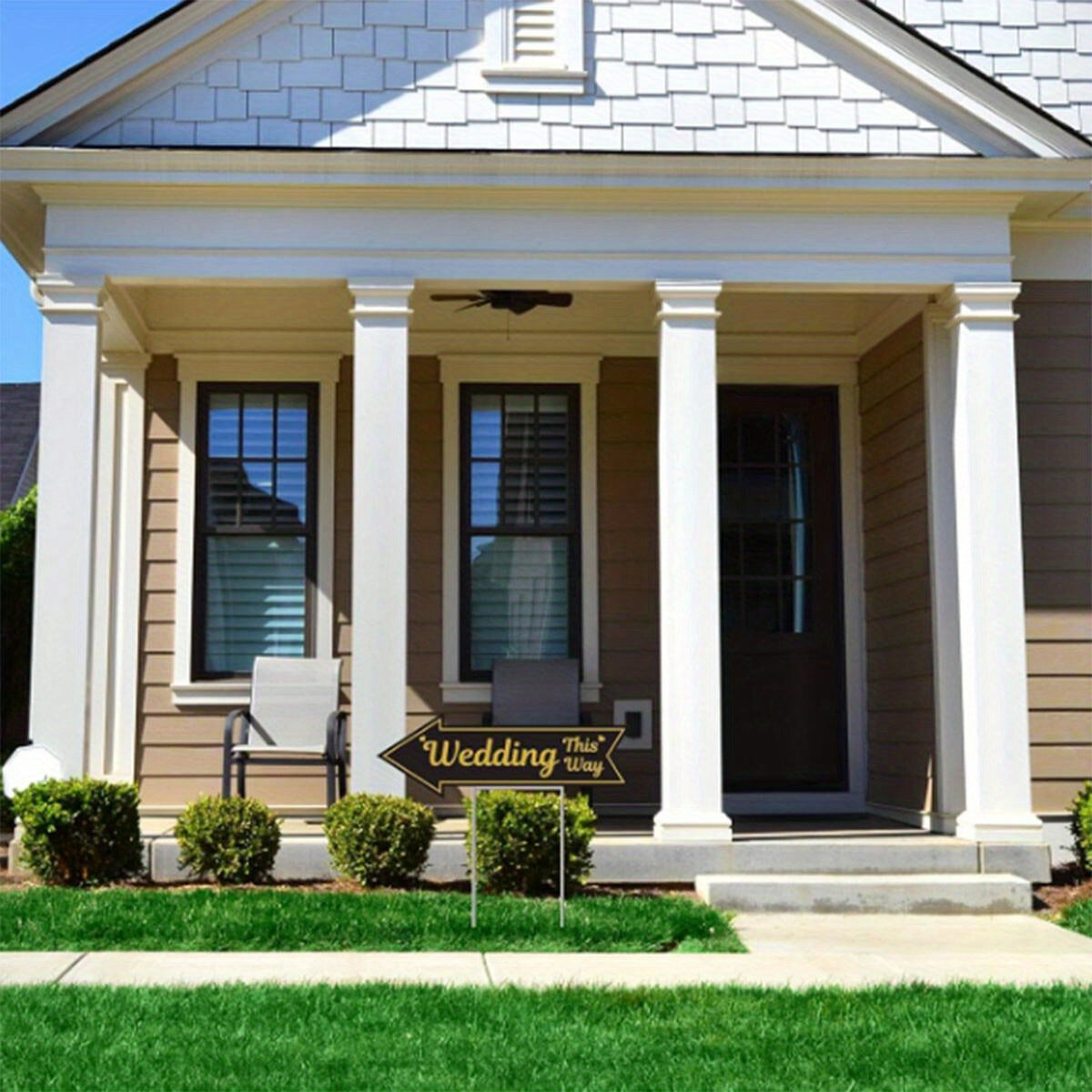 4-piece Wedding Directional Signs With Stakes, Black And Gold Arrow-shaped Garden Signs, Double-sided Corrugated Plastic Wedding Route Signs, Suitable For Reception Areas, Parking Lots, Outdoor Lawns,